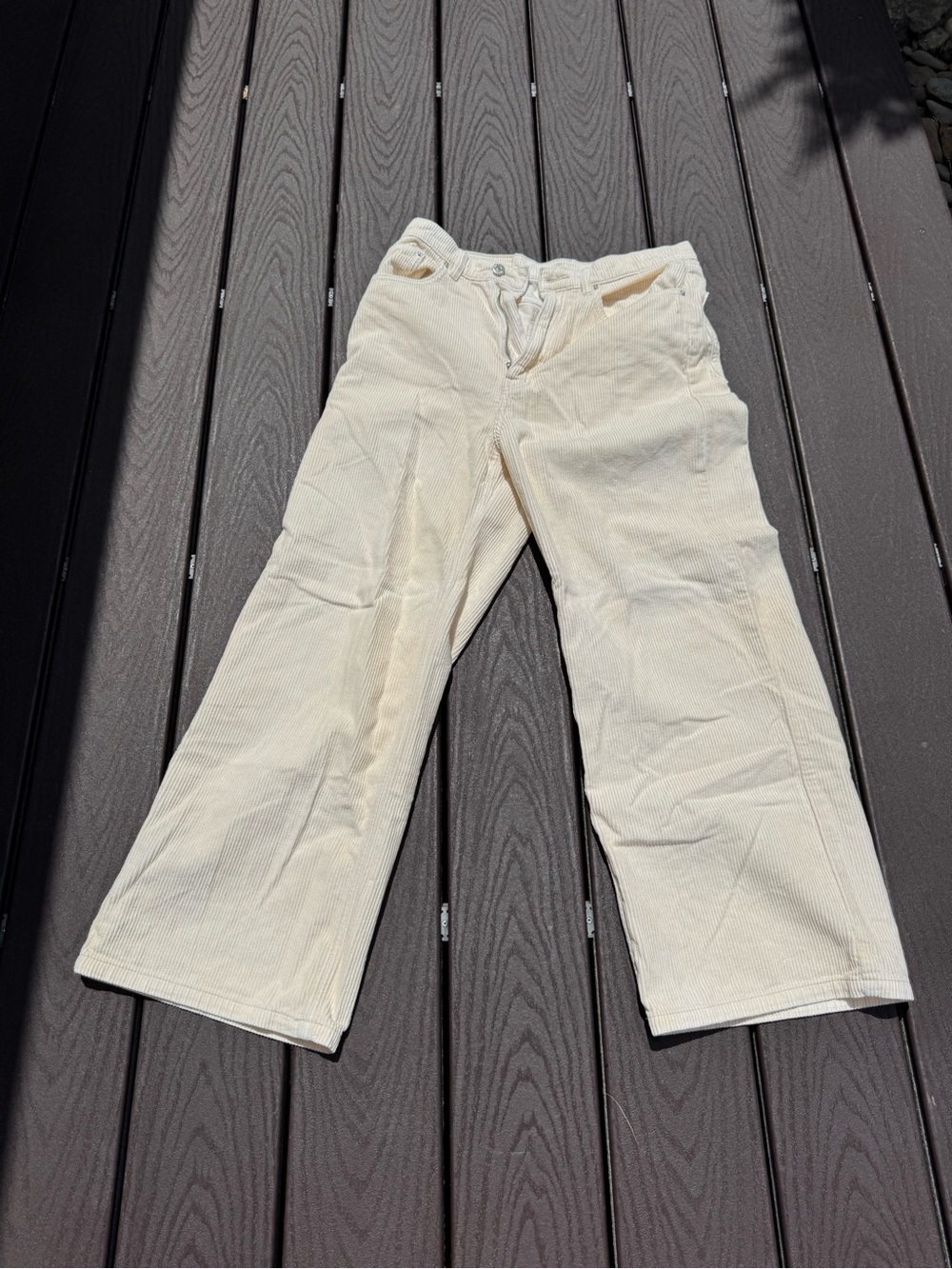 BDG Cream Corduroy Straight-Leg Pants